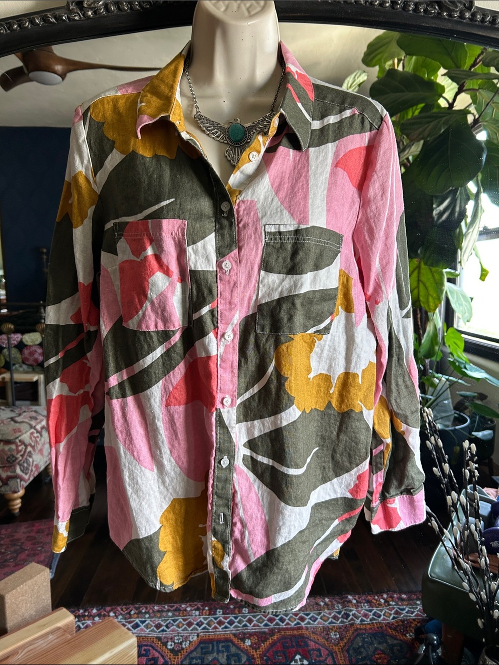 Boden 100% linen button down shirt. 6.